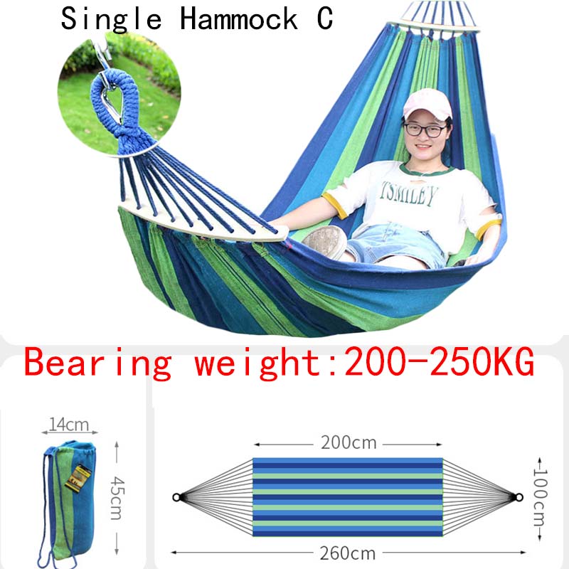 Outdoor Canvas Camping Hammock Anti Rollover Portable Thicken Fabric Single/Double Hammock with Carry Bag for Patio, Backyard
