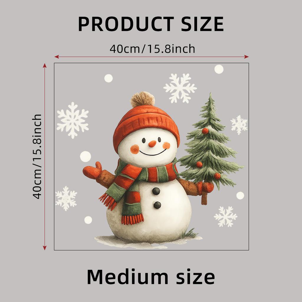 2025 New Year Snowman Santa Claus Home Room Wall Glass Static Sticker Removable Cartoon Christmas Window Sticker Decoration