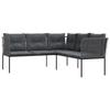 VidaXL Garden Sofa with Cushions L-shaped Black Steel Textilene, Outdoor Sofa, Garden Seat, Lounger of 4008111