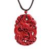 Natural Red Sandstone Double-sided Carved Dragon Pendant For Men Jewelry Trendy Dragon Phoenix Beads Necklace Male Jewelry