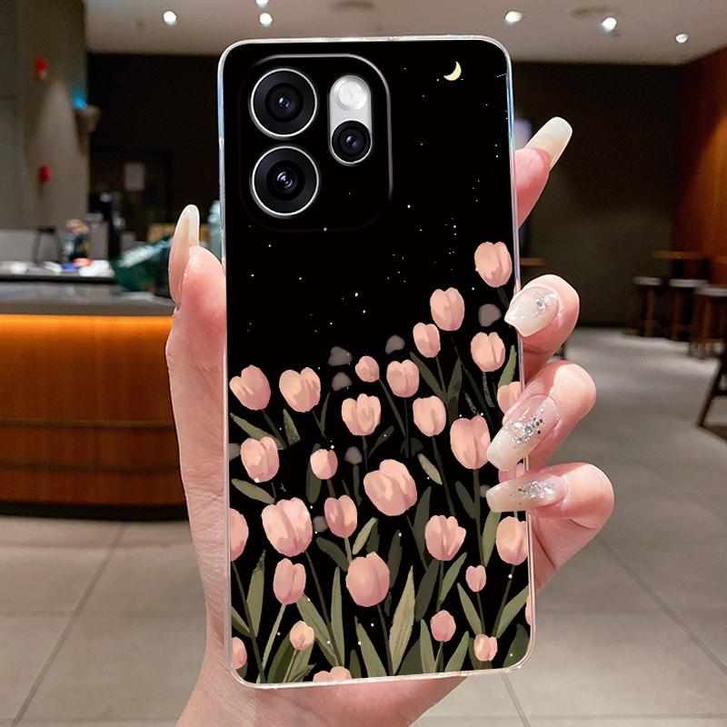 Чехол для OPPO Reno 15F 5G CPH2801 Прозрачный Модный Бабочка Цветок Мягкий ТПУ Силиконовый Чехол Для OPPO Reno15 F Reno 15 FS Чехол для Телефона