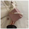 Pearl Handbag Mobile Phone Small Square Bag Temperament Solid Color Aesthetic Crossbody Bag Shoulder Bag Women