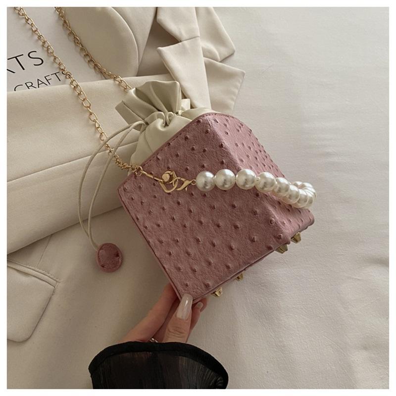 Pearl Handbag Mobile Phone Small Square Bag Temperament Solid Color Aesthetic Crossbody Bag Shoulder Bag Women