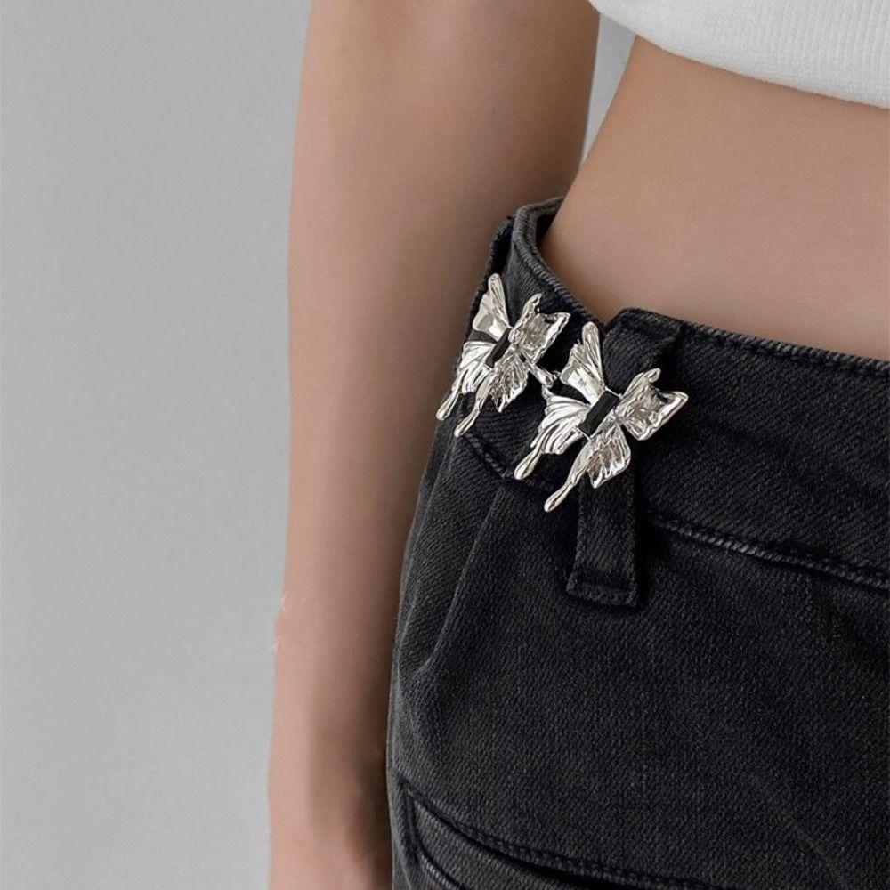 Waistband Jean Buttons for Loose Jeans Y2K Butterfly Pants Button Tightener Women