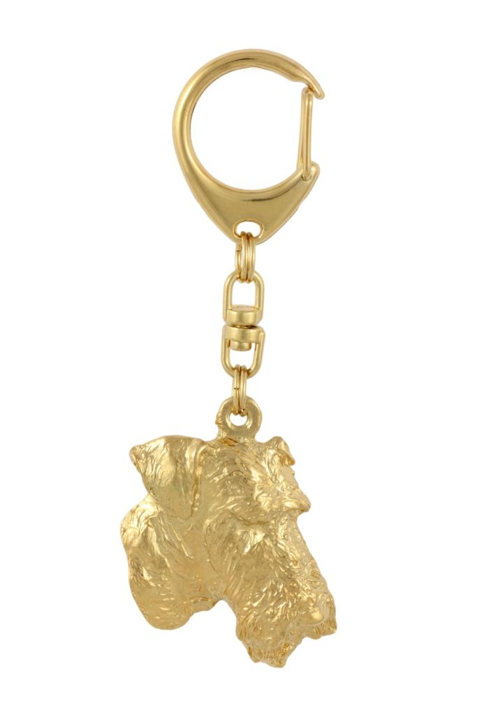 Airedale Terrier, Bingley Terrier - Gilded key ring with dog in gift box, handbag decoration, luxury accessory by Art-Dog brand