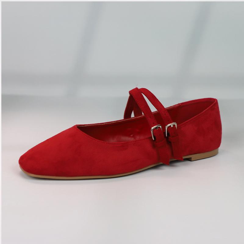 Модные дизайнерские туфли Мэри Джейн Весна 2025 для женщин, с двойным тонким ремешком и пряжкой, повседневные, легкие, из фланели, с круглым носком, шикарные женские балетки