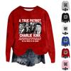 Women's Fashion Round Neck Pullover Top Long Sleeve Tee Printed Sweatshirt