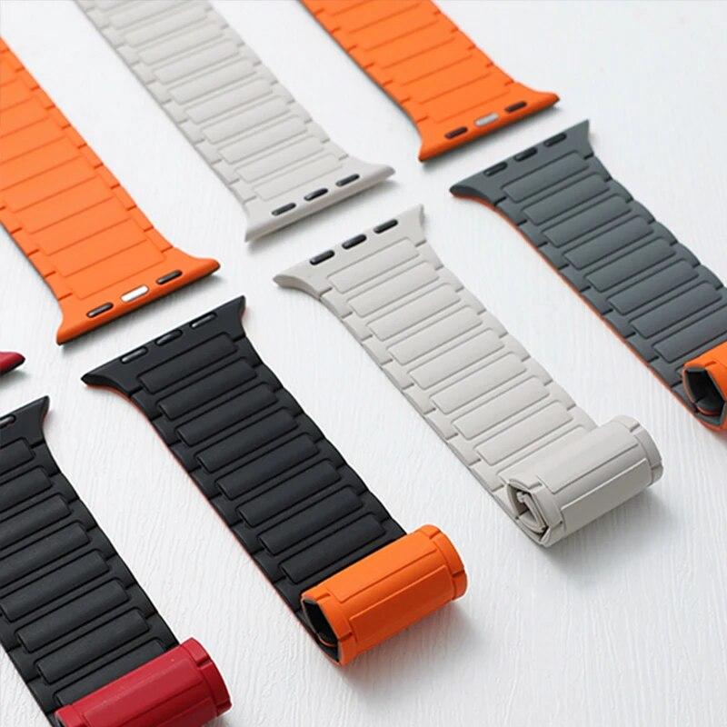 Ремешок для Apple Watch 45 мм, 44 мм, 40 мм, 49 мм, 41 мм, 38 мм, силиконовый браслет с магнитной петлей iWatch Series 9, 8, 7, 6, 5, 4, 3 Se ultra 2, ремешок