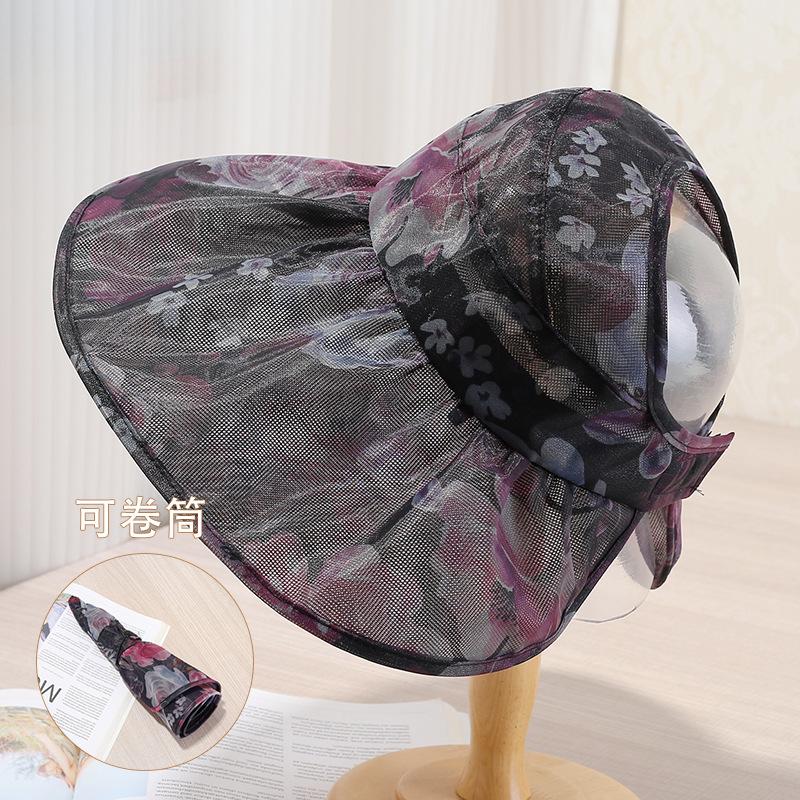 New all-round sun hat women's summer sun protection UV protection outdoor foldable large brim empty top sun hat