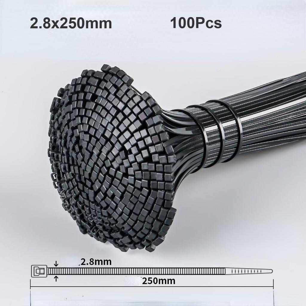 100Pcs Heavy Duty Self-locking Plastic Nylon Tie Wrap, Strong and Reliable Cable Ties