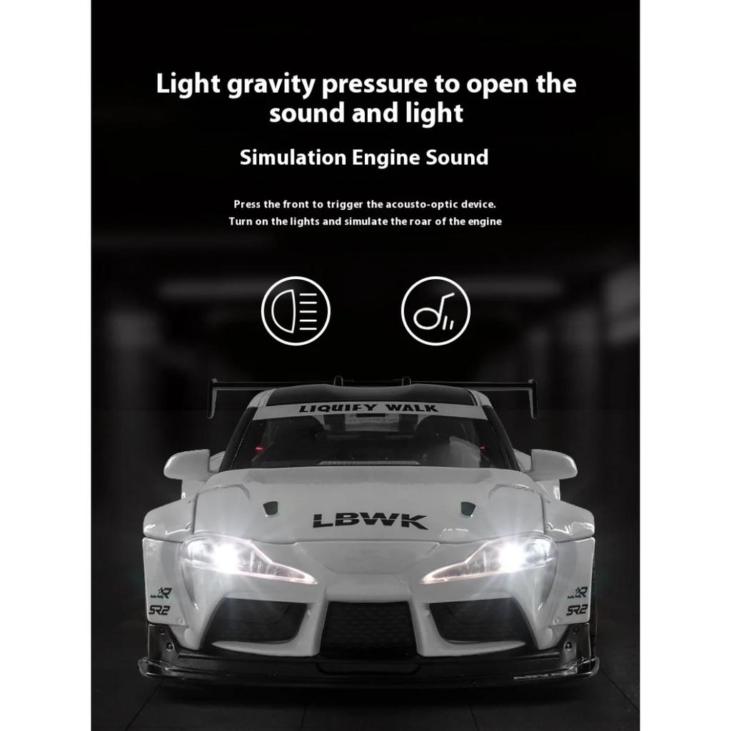 1/22 Toyota GR-Supra Alloy Car Model, Car Model Children's Toys, Simulated Sound and Light Sports Car Boy Gift Ornaments