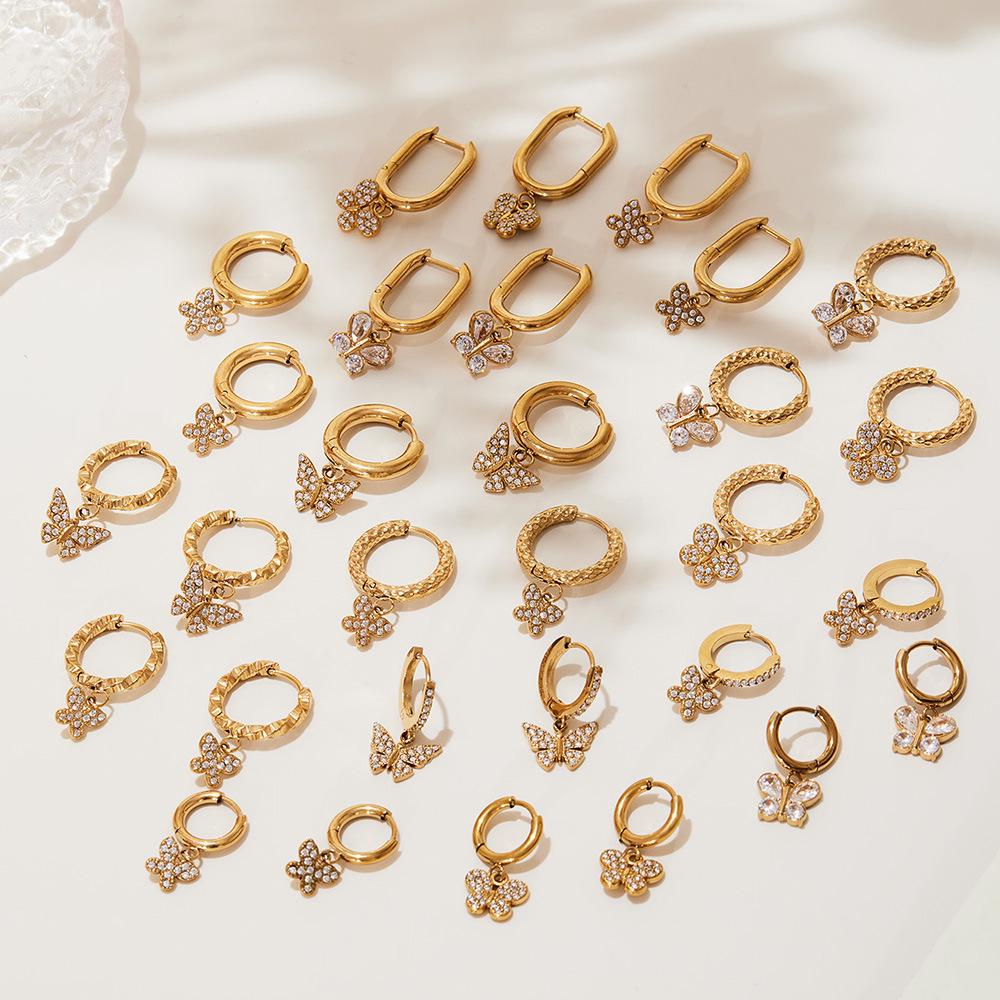 Oumika Позолоченные серьги-бабочки с бриллиантами для женщин