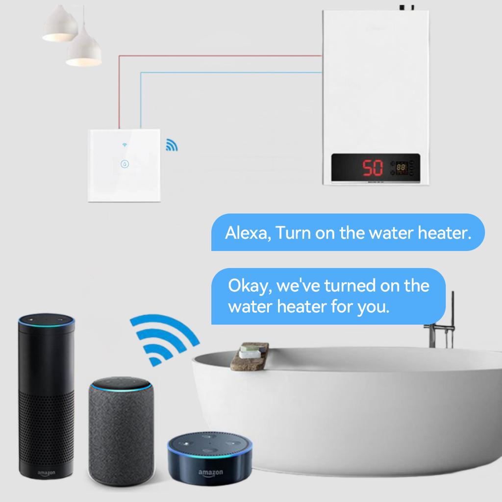 AC110~240V 40A Умный дом WiFi сенсорный выключатель для электрического котла водонагревателя Вкл/Выкл Таймер Панель Управляется Alexa/Google Home