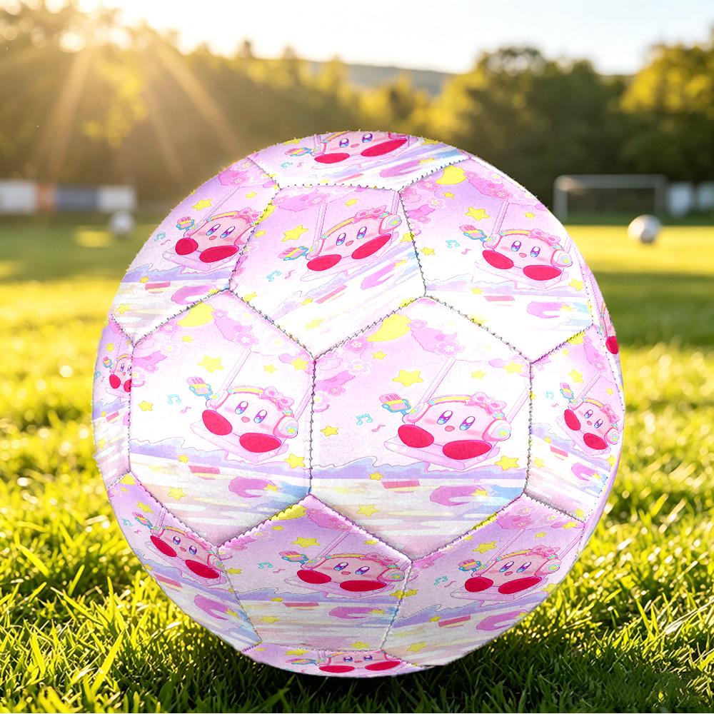 Size 5 Football Kirby Pattern, Wear‑Resistant Soccer Ball for Match Training Daily Sports Play