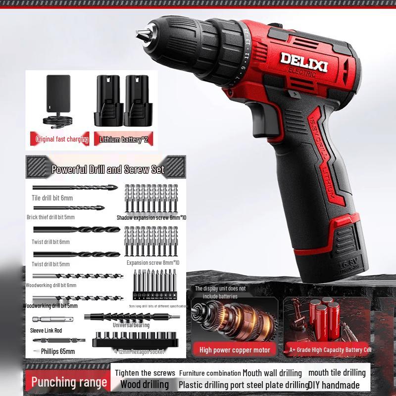 DELIXI Cordless Electric Drill and Screwdriver CN plug (adapter included)