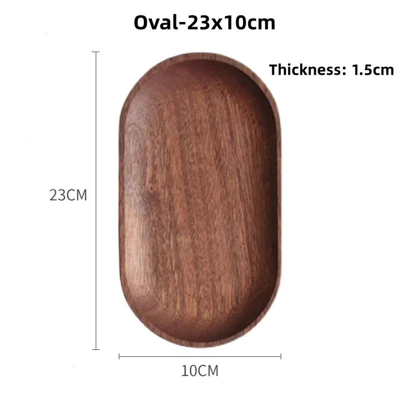 Wooden Tea Tray Household Wooden Fruit Tray Solid Wood Decorative Plate Bread Desserts Snacks Cake Plate Desktop Storage Tool