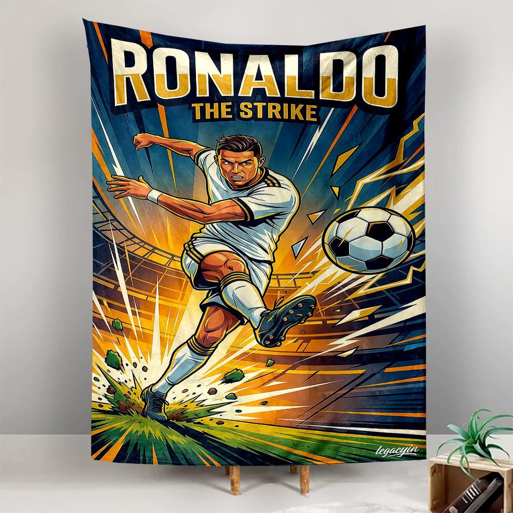 Ronaldo The Strike Cartoon Kick Stadium Football Fans Wall Hanging Tapestry for Bedroom Wall Decor
