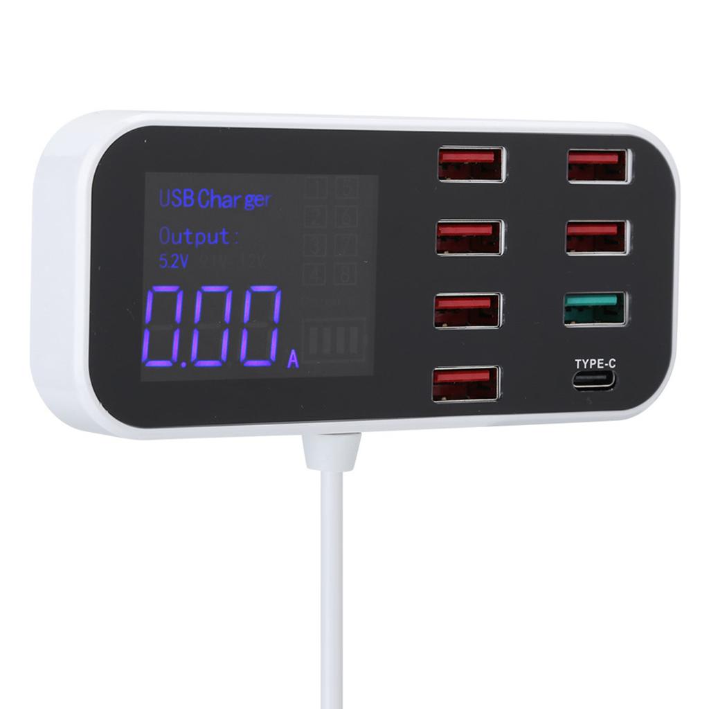 8 Ports Multiple USB Fast Chargers Charging Station Hubs Digital Display for IOS Android