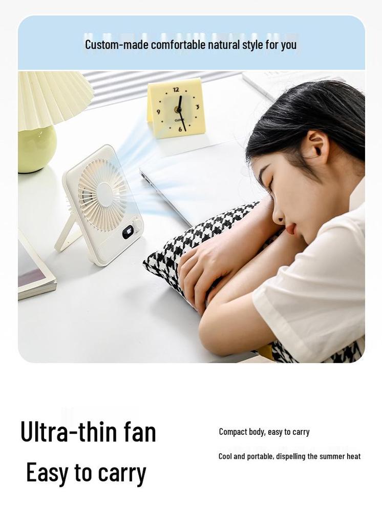 Ultra-thin Rechargeable Mini Desktop & Wall Fan: Silent, Portable, Long-lasting
