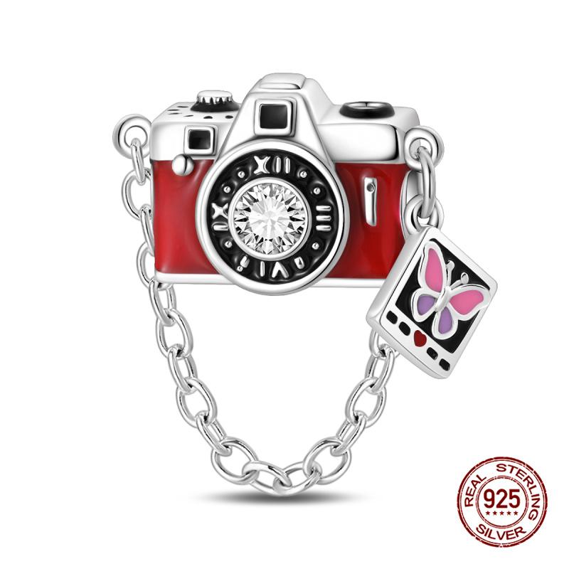 New In Original Charms Copper Sweet Pink Robot Charm Beads Fits 3Mm Original Bracelets For Womens Diy Fine Jewelry Gift