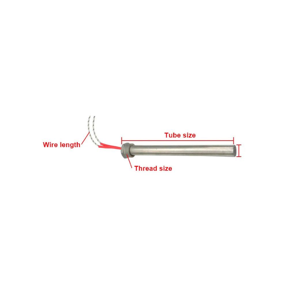 LJXH DN15 (1/2") Thread Cartridge Heater Heating Element for Water 201SS 15mm Tube Dia. 1300W/1500W/1700W/1800W/2200W with Nut
