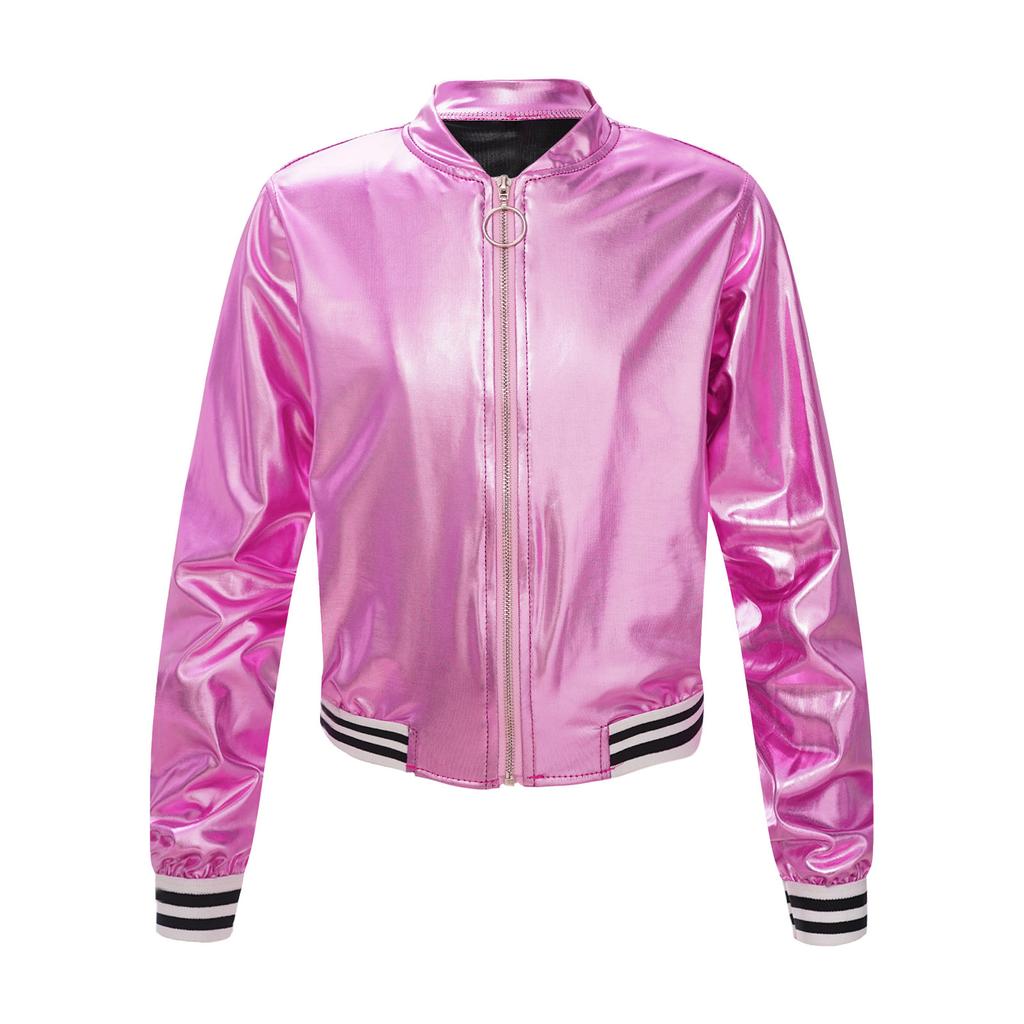 Детская бронзовая тканевая куртка для девочек, пальто, топ в стиле хип-хоп, джаз, современный танцевальный топ, костюм для дискотеки