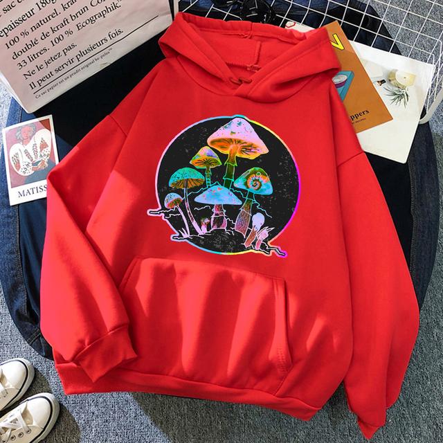 Garden of Shrooms красочный неоновый принт унисекс/женская хлопковая толстовка с капюшоном повседневный пуловер большого размера Популярная толстовка трендовая одежда унисекс