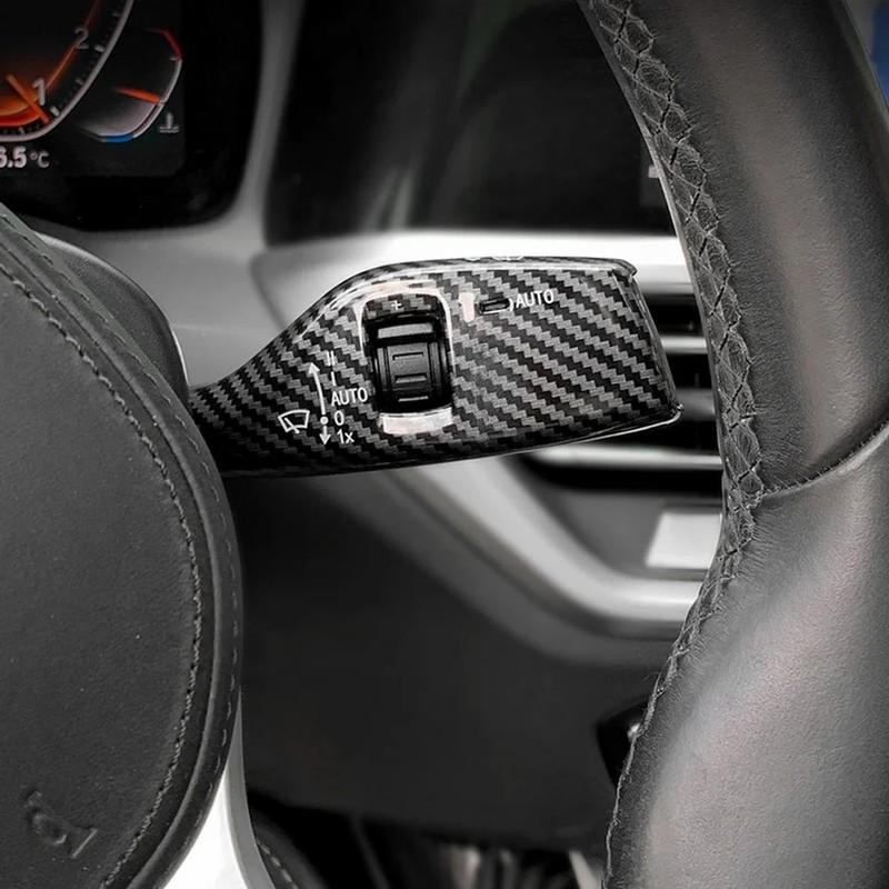 ABS Carbon Fiber Car Turn Signal Wiper Lever Switch Trim Cover For BMW 1 3 5 7 Series X1 X3 X4 X5 X7 F20 G20 G01 G02 G05 G06 G07