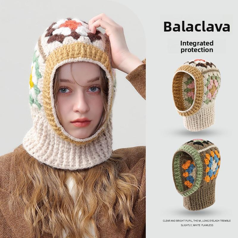 1 шт. Зимняя элегантная вязаная балаклава Шапка Ветрозащитная теплая Личность Многофункциональная Балаклава-шарф с капюшоном Шапка-бини для женщин