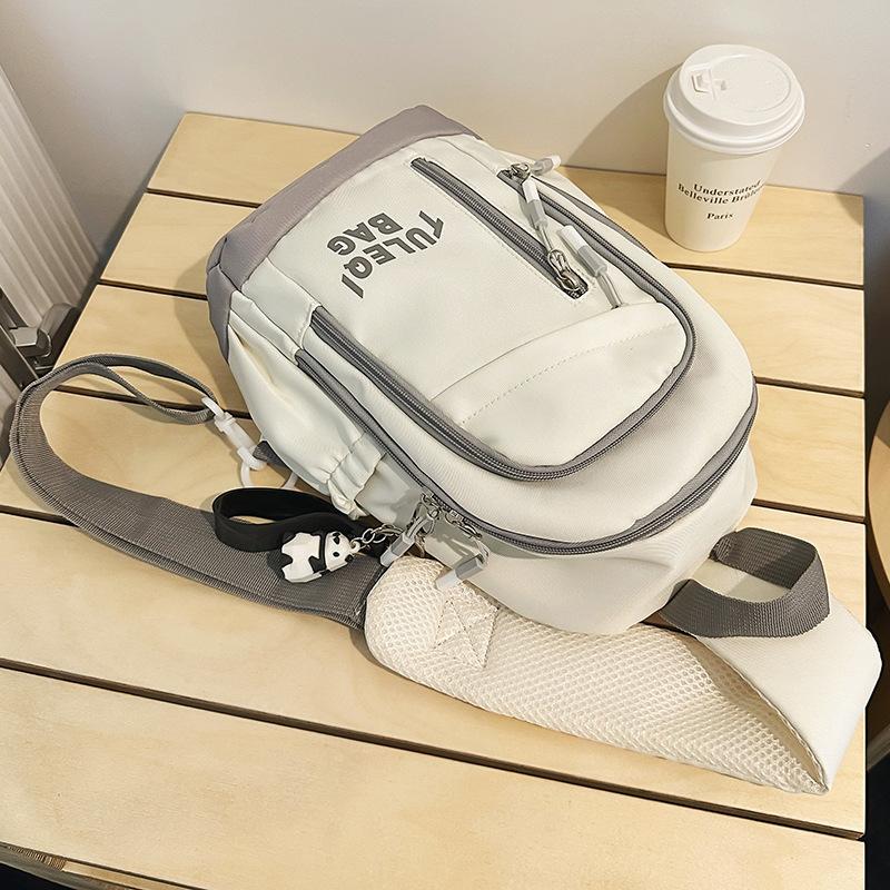 Chest Bag for Women's Burgundy Women's Sports Versatile Trendy Brand Small Backpack Mobile Phone Bag One Shoulder Crossbody Bag