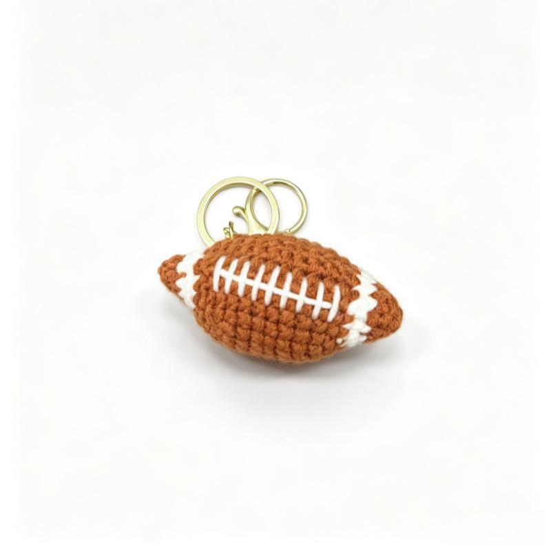 Crochet Ball Key Chain Boy Friends Gift Creative Woven Tennis Football Pendant Cute Knitted Ball Key Ring Sport Balls Series