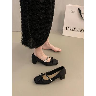 Элегантные женские летние балетки с круглым носком, симпатичные шелковые атласные туфли со стразами, повседневные женские туфли Мэри Джейн с бантом