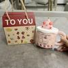 Birthday Gift Mug with Lid Straw Cute Ceramic Cup Creative Coffee Cup Souvenir Gift Water Cup