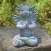 Garden Fun Resin Dragon Statue Art Sculptures Meditating Dragon Funny Wings Dinosaur for Outdoor Backyard Porch Decoration