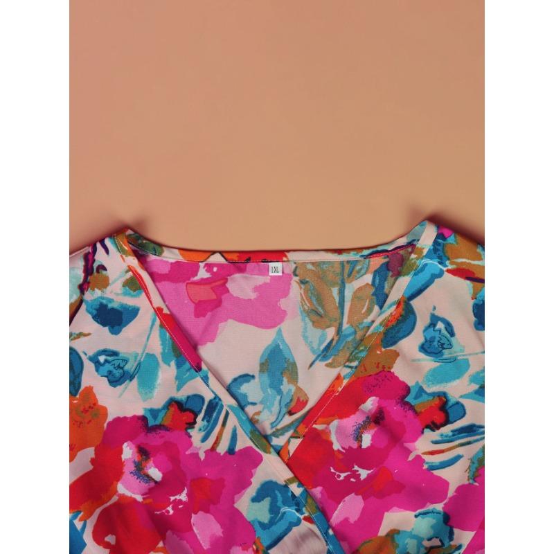 Платье А-силуэта с цветочным принтом и шнуровкой, утягивающее талию