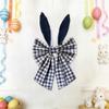 40cm Easter Bunny Ears Wreath Bow Rustic Buffalo Plaid Easter Bows for Wreaths Spring Holiday Fabric Decorative Bow for Tree Topper