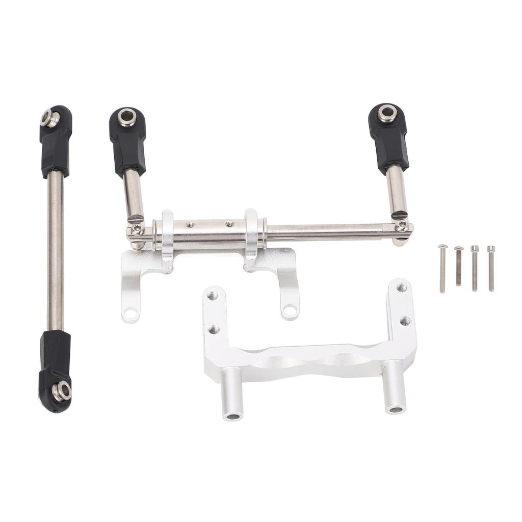 1 10 RC Servo Mount with Hydraulic Steering Link Aluminum Alloy Lightweight Adjustable Damping for SCX10 Models Silver