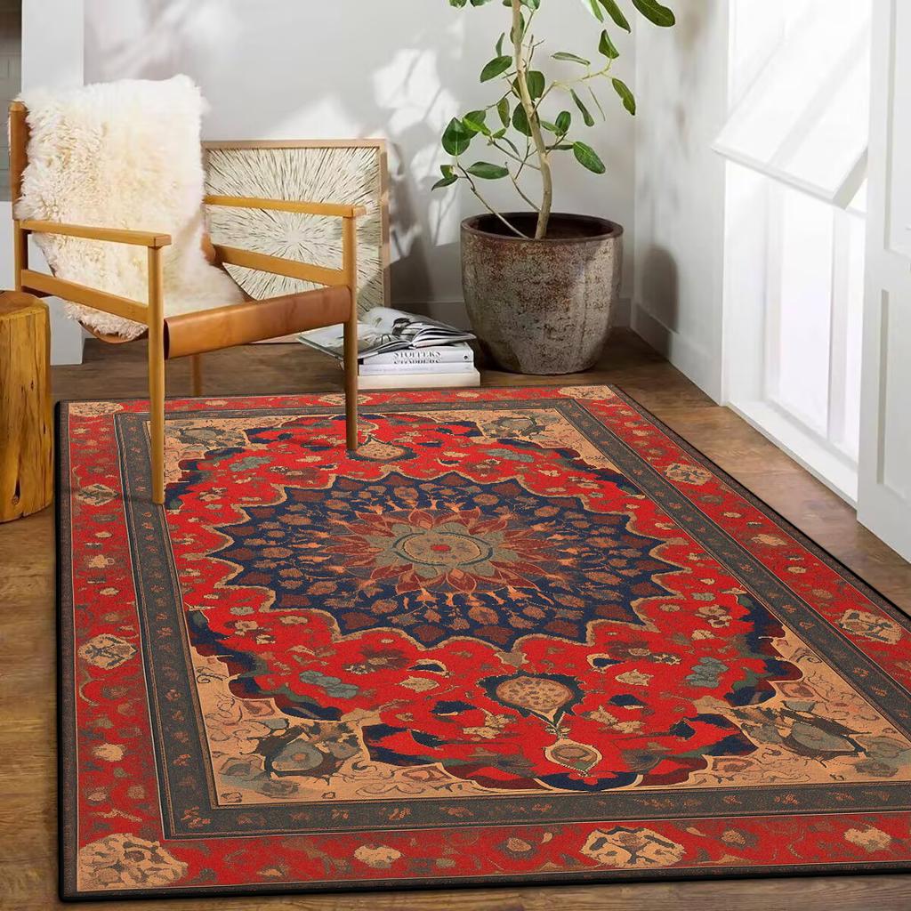 Ретро Богемский Персидский Красный Ковер для Гостиной Удобные Мягкие Нескользящие Коврики для Спальни Классический Придверный Коврик Моющийся