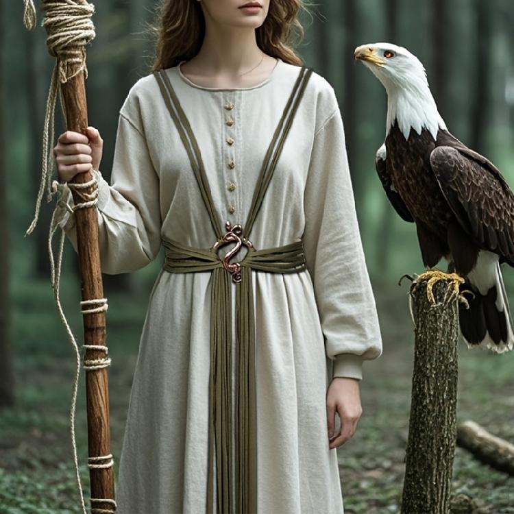 Vikinges Trolles Crosses Belt Long Rope Rings Knotted Belt Norses Witch Waist Belt Medieval Long Rope Belt for Cosplay