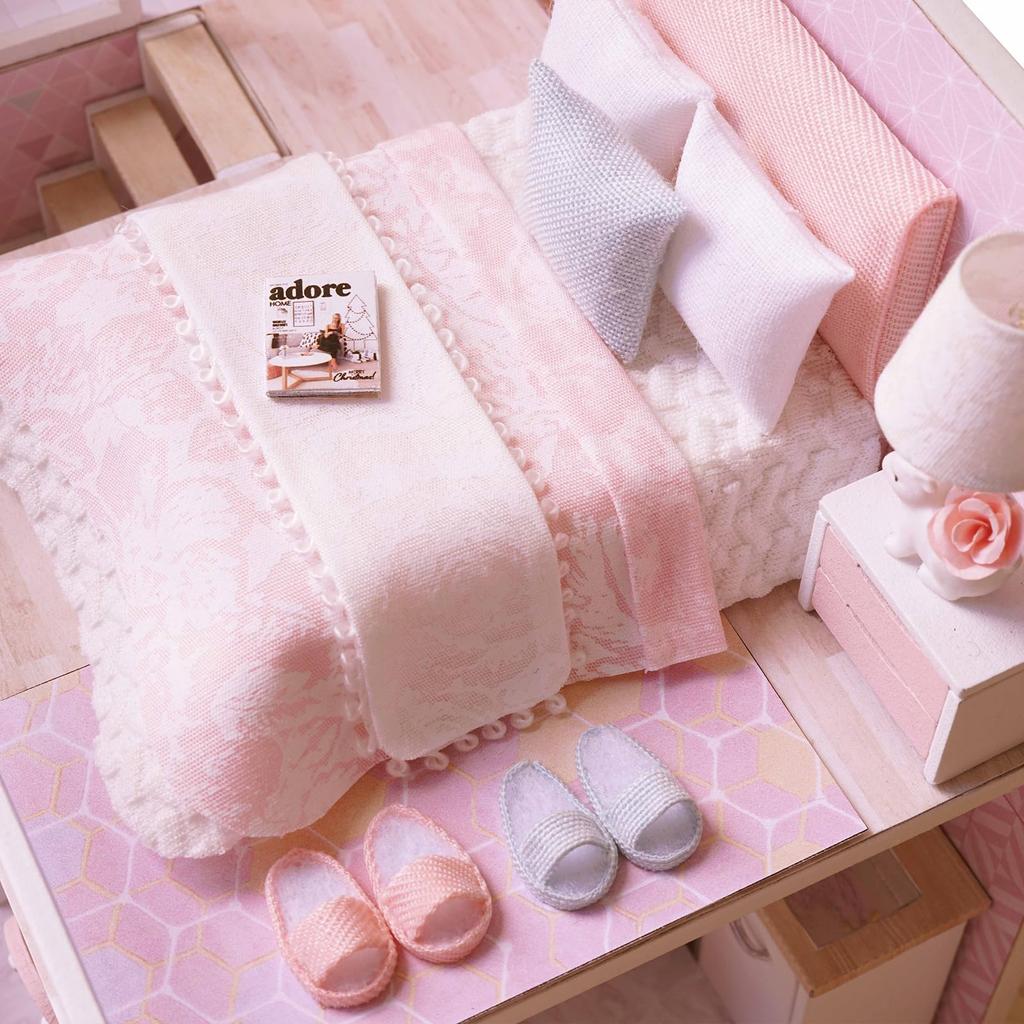 CUTRROOM DIY Миниатюрный деревянный кукольный домик ручной работы Мини-домик с мебелью Масштаб Творческий с музыкой Пылезащитный чехол и комплект светодиодной подсветки, - 124