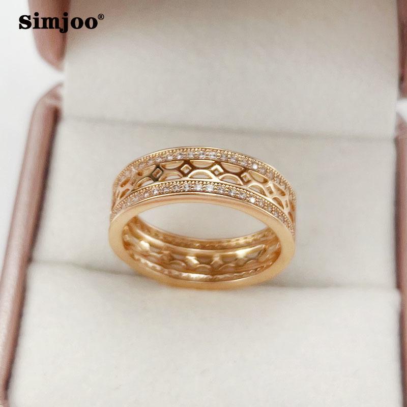 SIMJOO стильное кольцо цвета розового золота с цирконом, персонализированные свадебные украшения