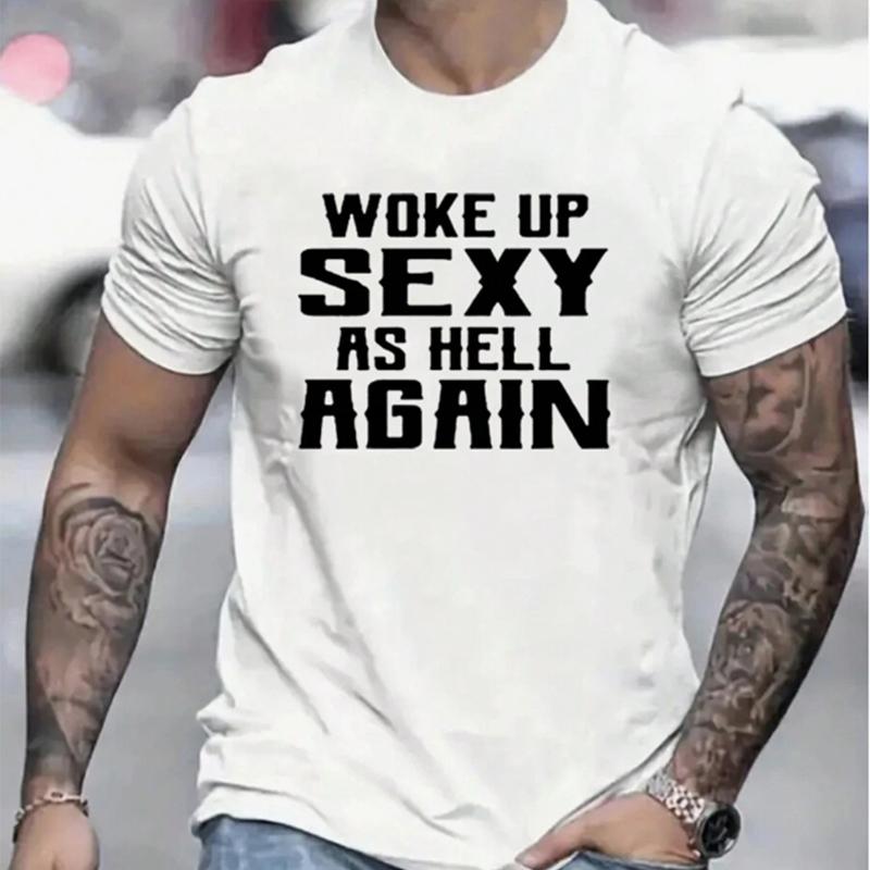 New Summer Men's Fashion T-shirt Alphabet Slogans Printed Men's T-shirt Top