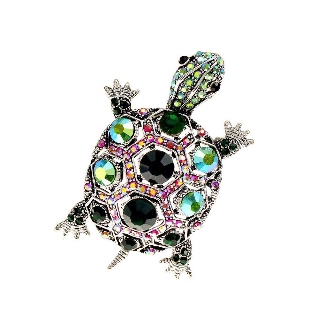 Sparkling Rhinestones Turtle Brooches Alloy Pins Elegant Brooch Alloy Texture Statement Brooch for Special Occasions