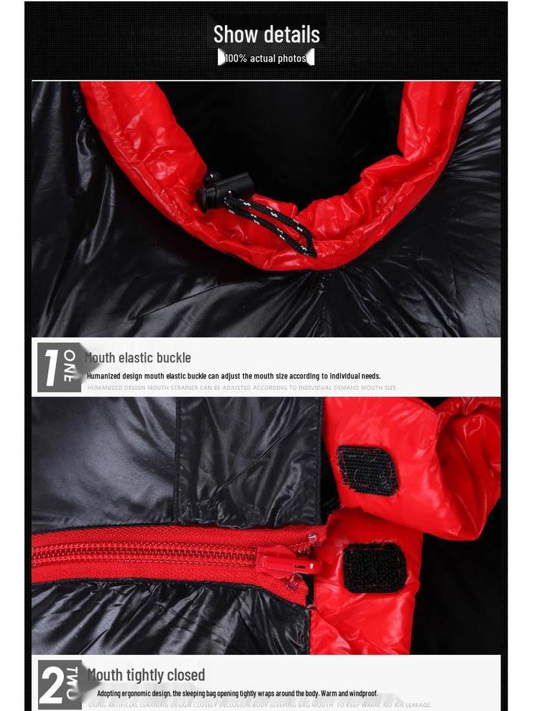 Сверхлегкий спальный мешок-мумия с утиным пухом: Теплый, Утолщенный, для Взрослого Кемпинга на Открытом Воздухе