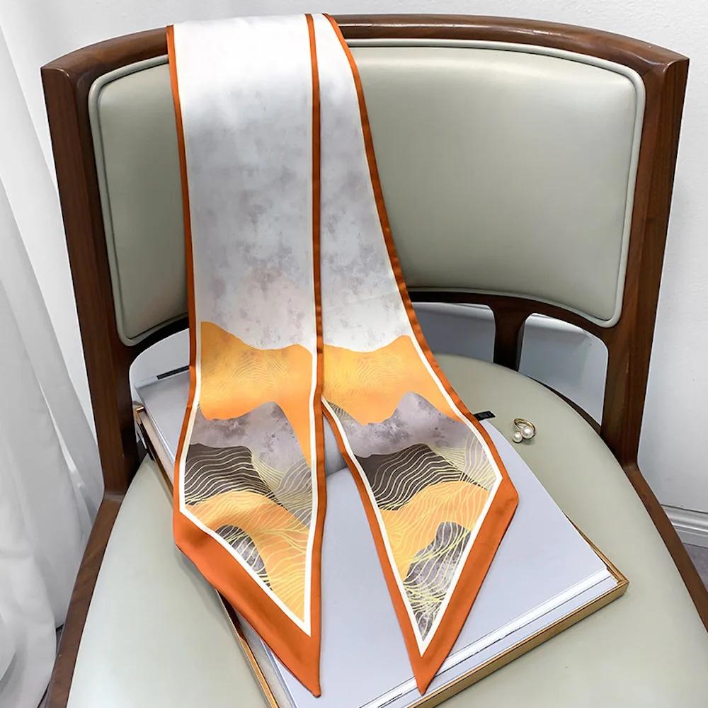 Длинный шелковый шарф-мешок, галстук, женская шея, узкие шарфы, повязка на голову, платок, принт лошади, брендовая женская шейная лента, весна, новинка