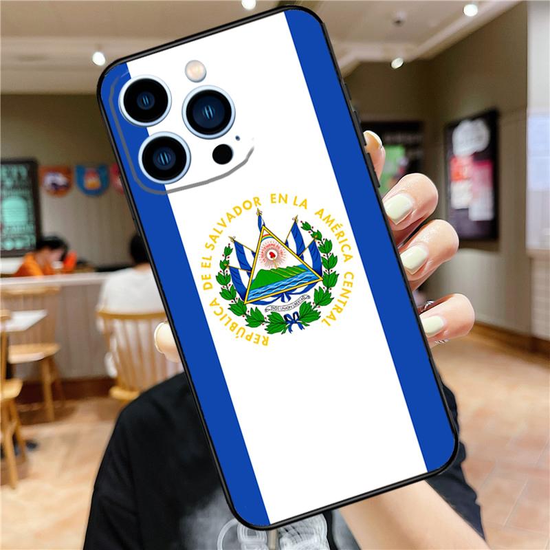 Чехол для телефона с флагом Сальвадора для iPhone 16 15 Pro Max 14 11 13 12 Mini 7 8 Plus X XR XS Max