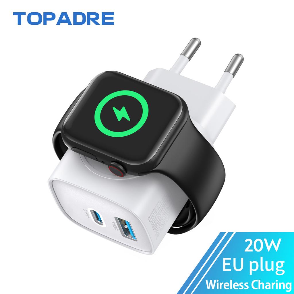Зарядное устройство для Apple Watch с блоком быстрой зарядки 20 Вт, 3-в-1 PD USB C настенный зарядный блок для iWatch, для iPhone, iPad