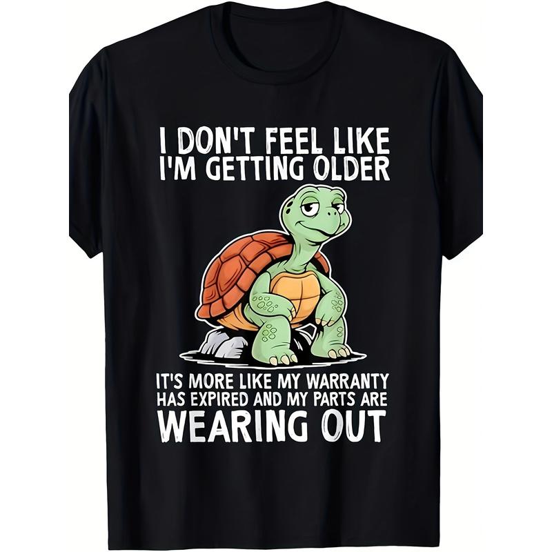 Fun "I Don'T Feel Like I'M Getting Old, I'M Just Getting Slower" Turtle Pattern T-Shirt- Unisex 180Gsm Heavyweight T-Shirt with Aging Humor, Casual