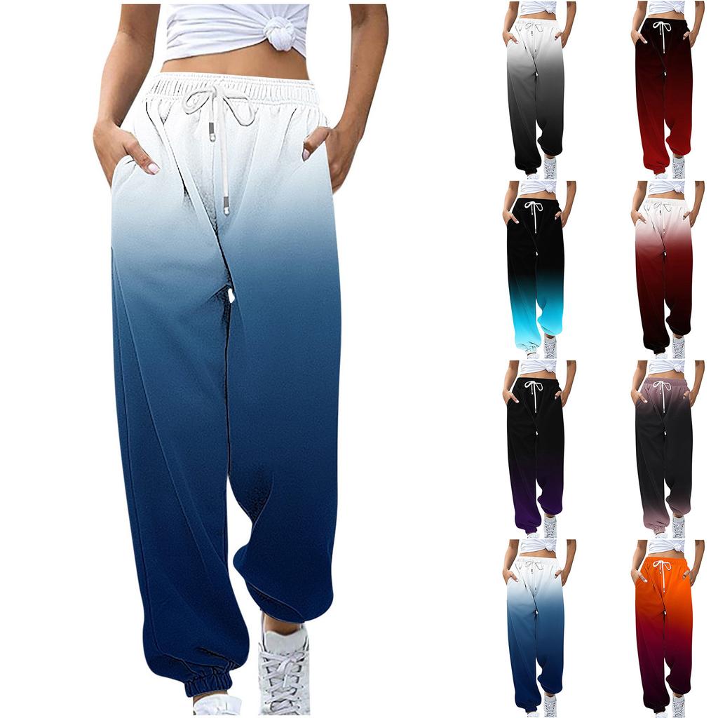 Women's Casual Fashion Printed Casual Pants, Sanitary Pants, Drawstring Elastic Waist Leggings