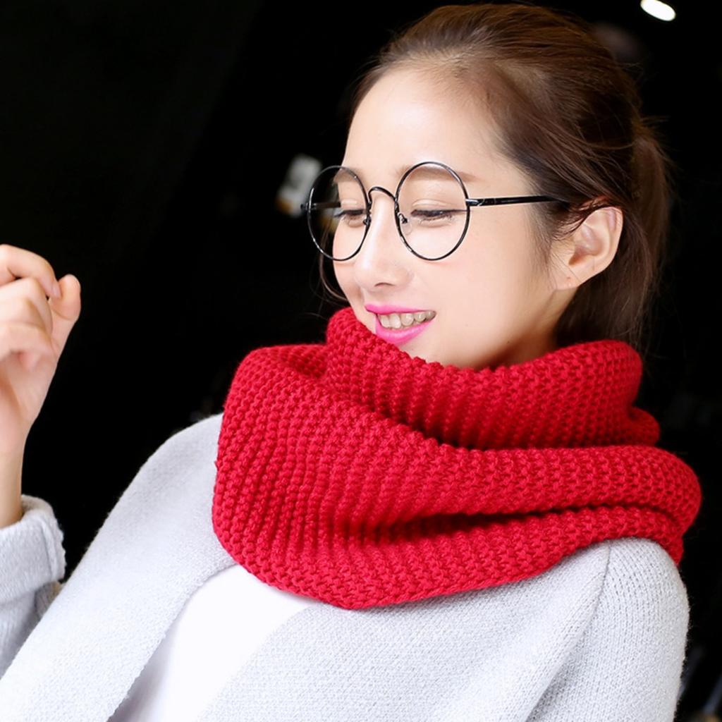 Scarf for Women Autumn and Winter, Windproof and Cold Proof Thick Neck Cover, Solid Color Versatile, Warm and Neck Protecting Knitted Scarf